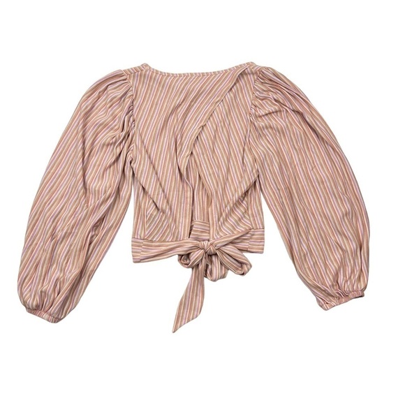 Free People Purple Striped Cutout Tie Back Autumn Nights Top - Picture 6 of 6